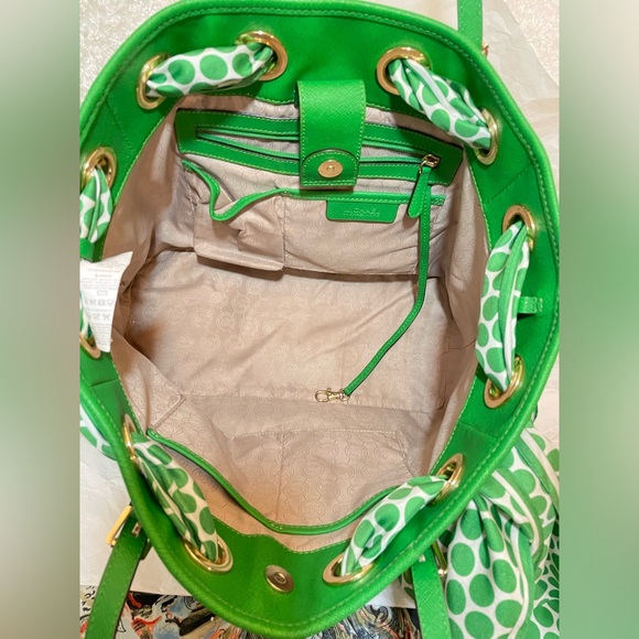 Michael KORS Genuine Leather Silk Scarf green Large Tote shoulder bag - Picture 13 of 13